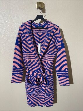 Tabula Rasa  Pink & Blue Zebra Hooded Belted Robe